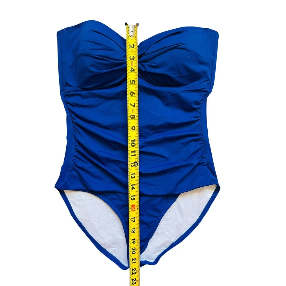 Tommy‎ Bahama Pearl Twist Front Shirred One Piece Swimsuit Blue Sapphire Size 12